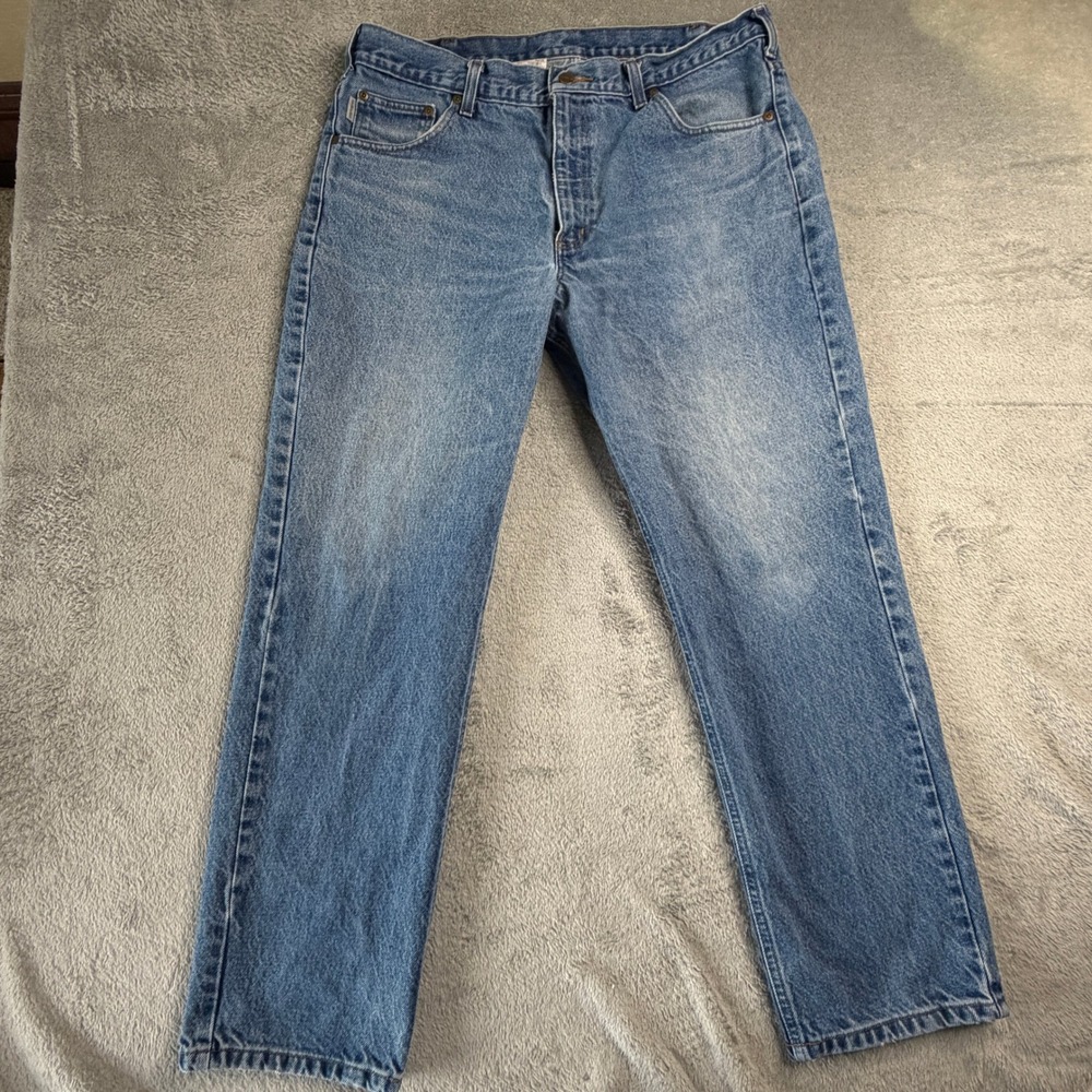 Carhartt B18 DST Traditional‎ Fit Mens Jeans Blue Denim 38x29 Workwear Straight